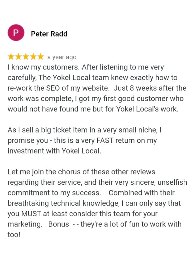Testimonial - Peter Radd